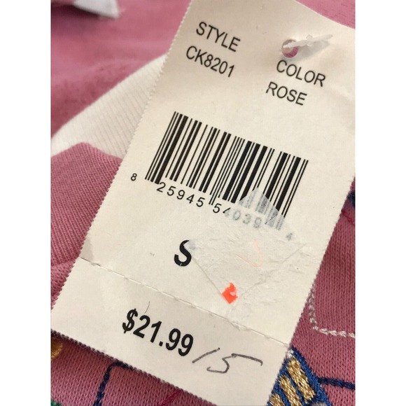 C & K designs NWT Pink Sweatshirt Embroidered with Butterflies& Rose Size Small - Picture 7 of 7